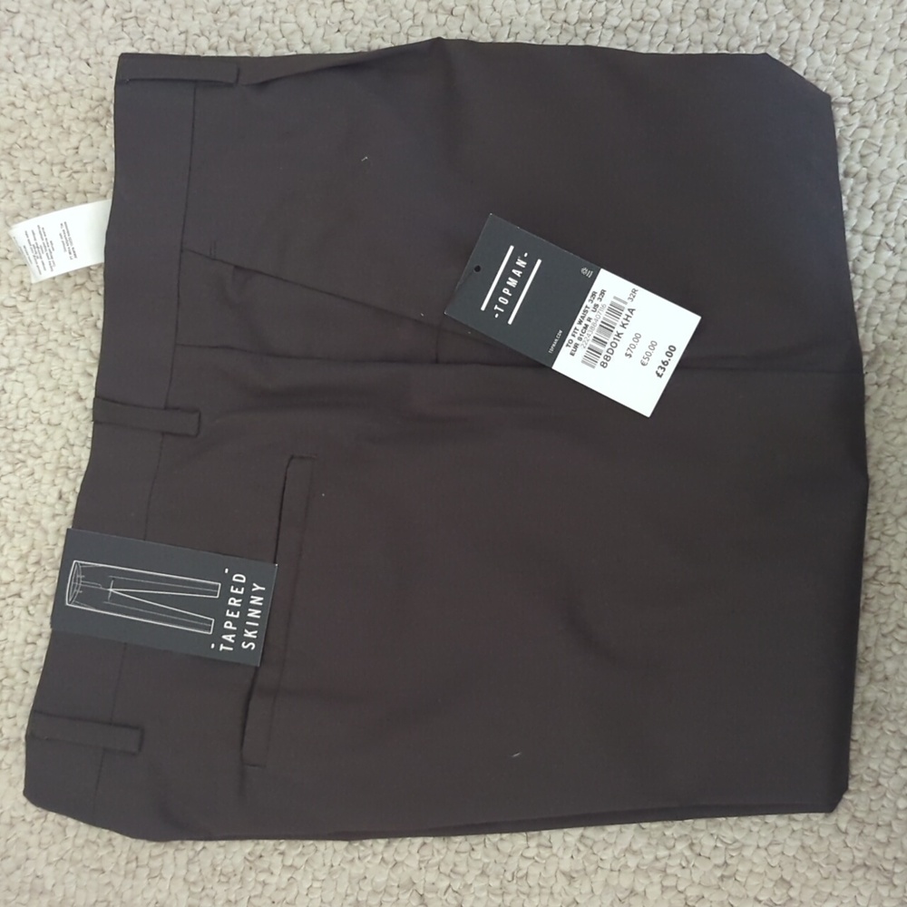NWT - TopMan Skinny brown suit pants